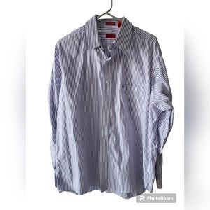 Mens Izod purple and white long sleeve stripped dress shirt size 16 1/2